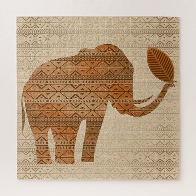 Elephant Tribal Art Design Puzzle (Vertikal)