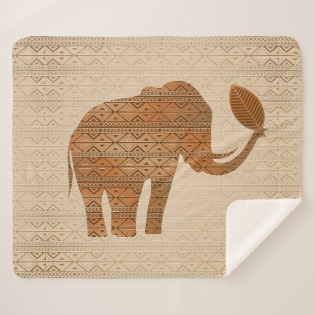 Elephant Tribal Art Design Sherpadecke (Vorderseite (Horizontal))