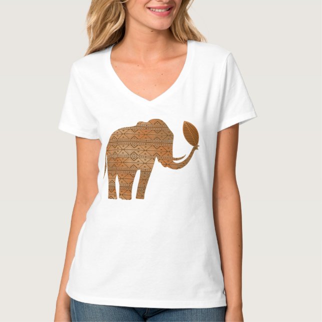Elephant Tribal Art Design T-Shirt (Vorderseite)