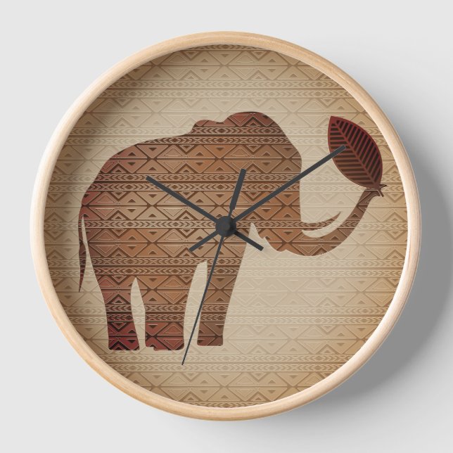 Elephant Tribal Art Design Uhr (Vorderseite)