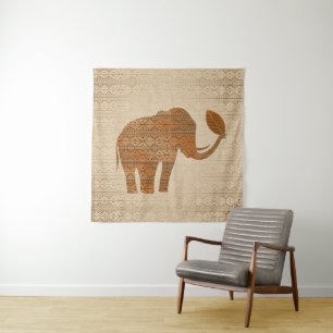 Elephant Tribal Art Design Wandteppich