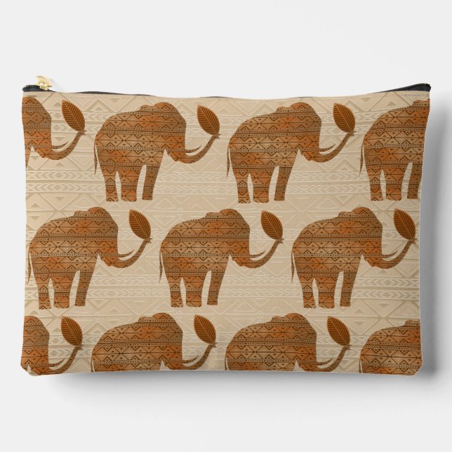 Elephant Tribal Art Design Zubehörtasche (Vorderseite)