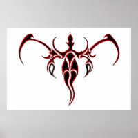 Elephant Tribal Tattoo - rot und schwarz