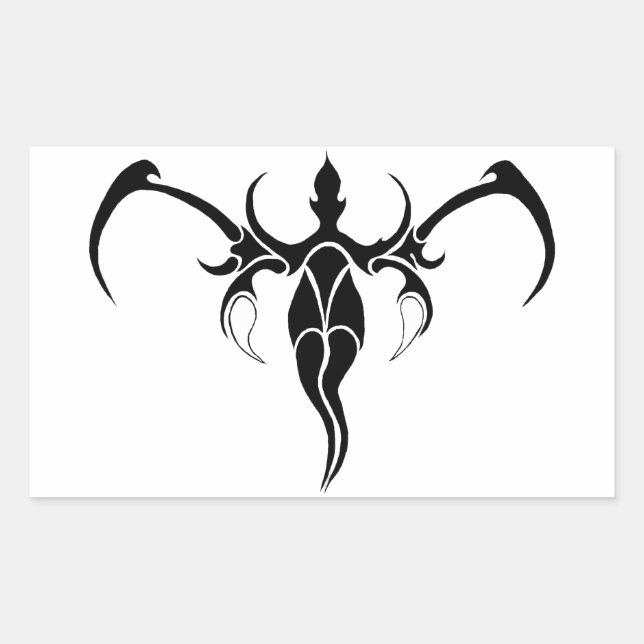 Elephant Tribal Tattoo - Schwarzweiß Rechteckiger Aufkleber (Vorderseite)