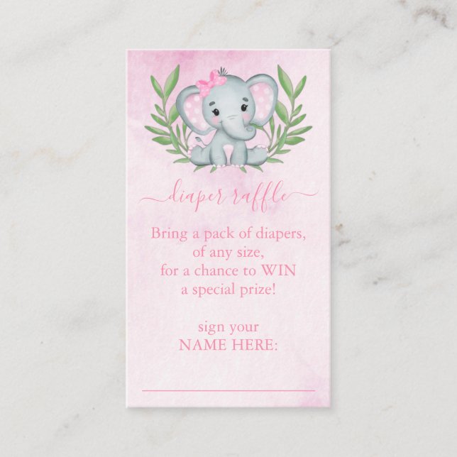 Elephant Tropical Summer Floral Diaper Raffle Begleitkarte (Vorderseite)