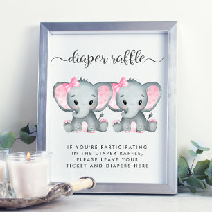 Elephant Twin Baby Girls Duschschlacken Poster