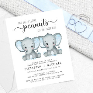 Elephant Twin Boys Baby Couples Dusche Einladung