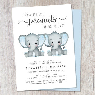 Elephant Twin Boys Couples Kinderdusche Einladung