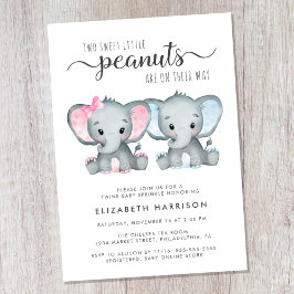 Elephant Twin Girl Boy Baby Sprinkle Einladung