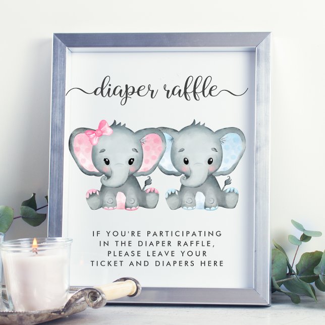 Elephant Twin Girl Boy Babydusche Windelwanne Poster (Von Creator hochgeladen)