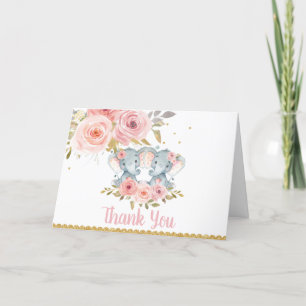 Elephant Twin Girls Babydusche Geburtstag Danke