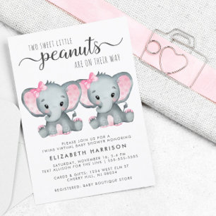 Elephant Twin Girls Virtual Shower Budget Einladun
