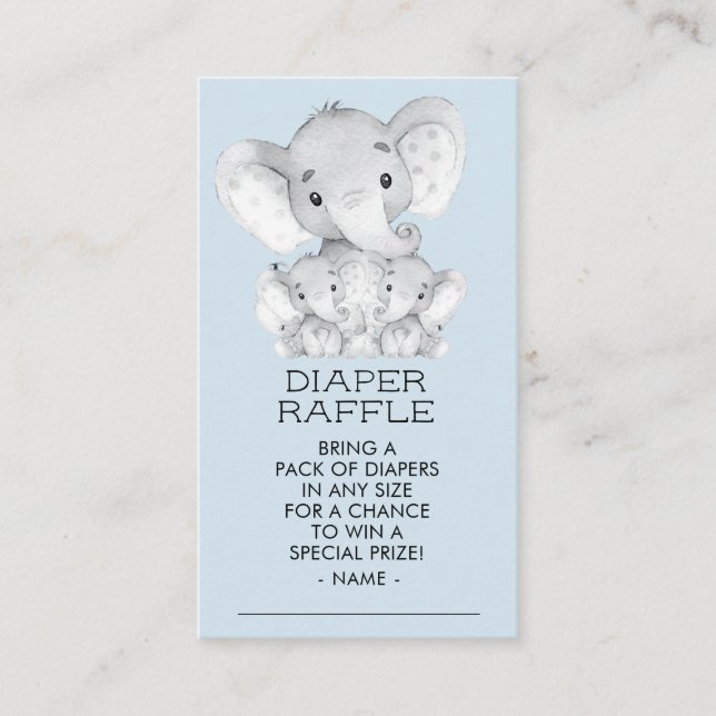 Elephant TwinBoys Baby Shower Diaper Raffle Ticket Begleitkarte (Vorderseite)