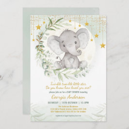 Elephant Twinkle Little Star Greenery Baby Shower Einladung