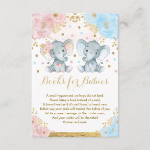Elephant Twins Blue Pink Floral Books for Babys Begleitkarte