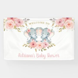 Elephant Twins Girls Babydusche im Hintergrund Dek Banner