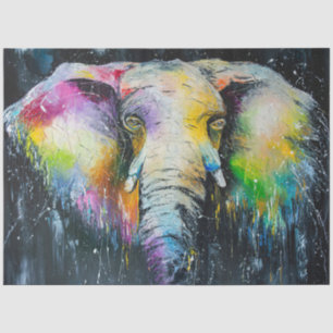 Elephant über der Wasserfarbe Seidenpapier