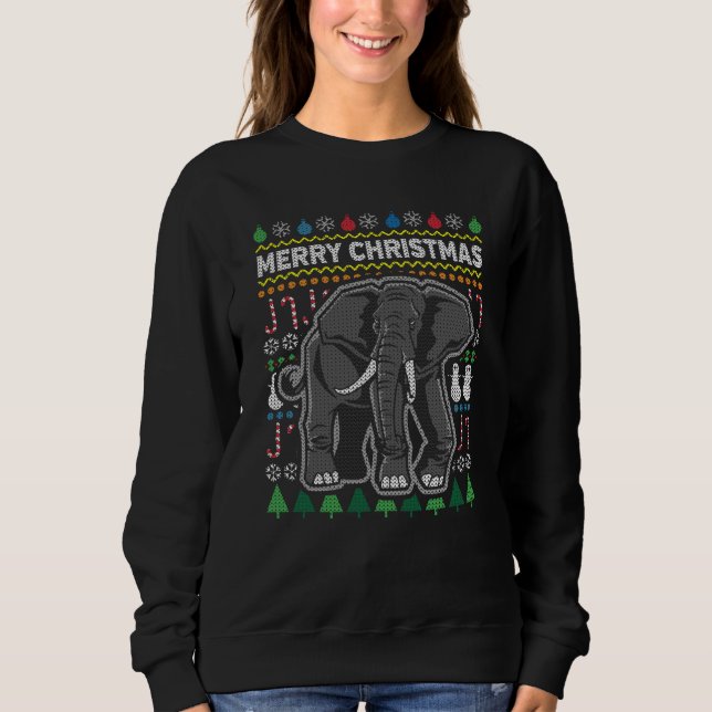 Elephant Ugly Christmas Sweater Wildlife Series Sweatshirt (Vorderseite)