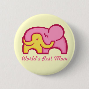 Elephant-Umarmung Beste Mama-Taste Abzeichen gelb  Button