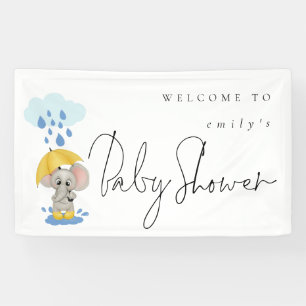 Elephant Umbrella Name Willkommen bei Baby Shower Banner