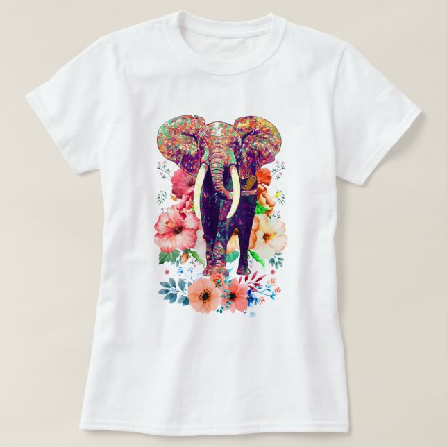 Elephant und Blume T - Shirt (Design vorne)