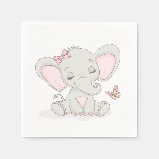 Elephant und Butterfly Zebra Napkins Serviette (Vorderseite)