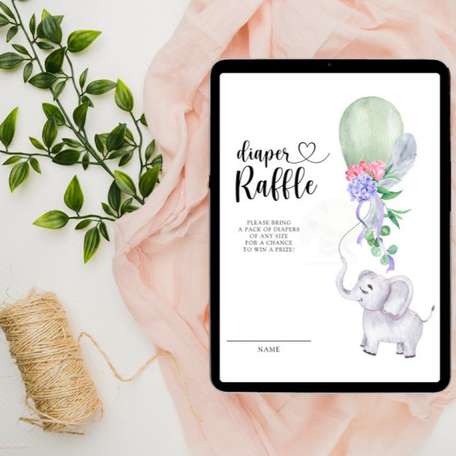 Elephant und Green Balloon-Windelpreisraffinerie Begleitkarte (Von Creator hochgeladen)