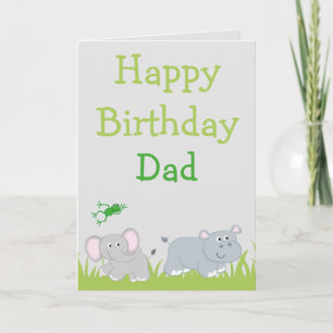 Elephant und Hippo Happy Geburtstag Papa Foto im I Karte