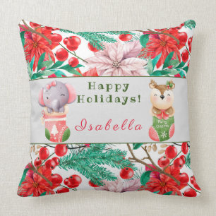 Elephant und Hirsch passen Text und Name 20"X20" a Kissen