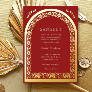 Elephant und Lotus Blume Indian Sangeet Gold Folieneinladung