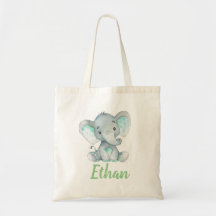 Elephant und Name Drucktasche