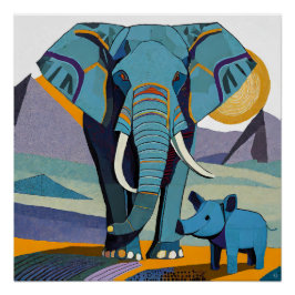 Elephant und Warthog-Glossy-Poster Poster