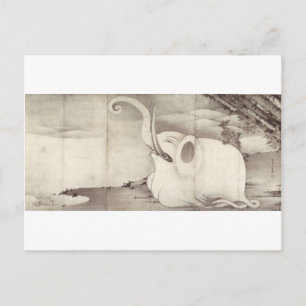 Elephant und Whale (Diptych) von Ito Jakuchu Postkarte