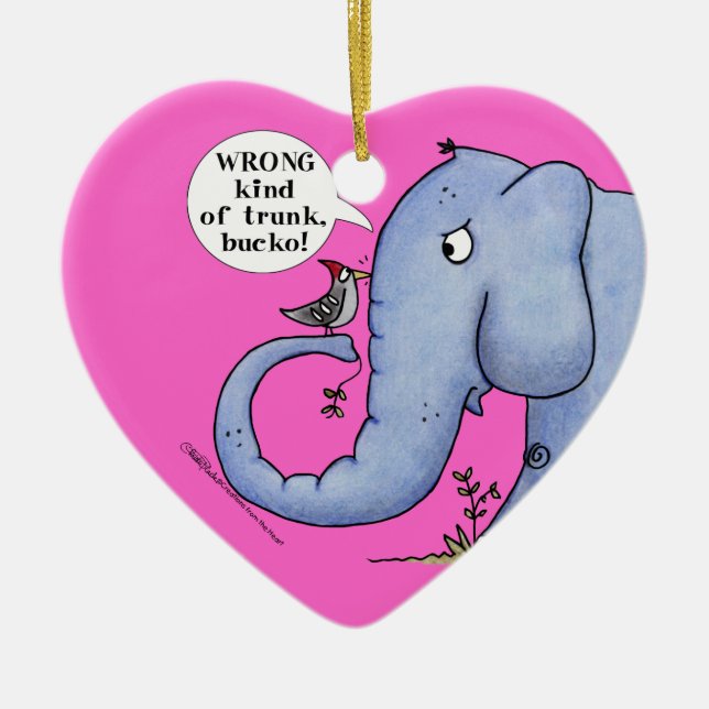 Elephant und Woodpecker-Missverständnis Keramikornament (Vorne)