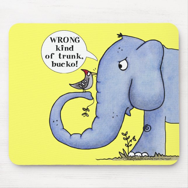 Elephant und Woodpecker-Missverständnis Mousepad (Vorne)