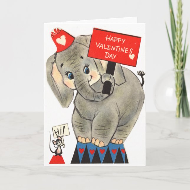 Elephant Valentine Card Feiertagskarte (Vorderseite)