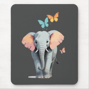 Elephant Vector Painting Adorable Fun Animal Play Mousepad