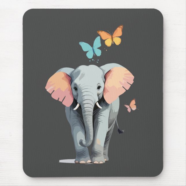 Elephant Vector Painting Adorable Fun Animal Play Mousepad (Vorne)