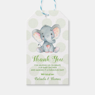 Elephant Vielen Dank Baby Duwer Geschenkmarken Geschenkanhänger