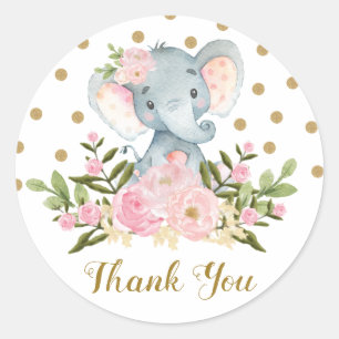 Elephant Vielen Dank, dass Sie Sticker Pink Floral