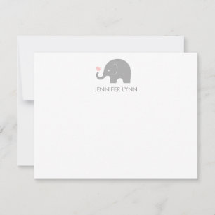 Elephant Vielen Dank Note Gray & Pink Mitteilungskarte