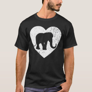 Elephant Vintag White Heart Animal Valentines Da T-Shirt