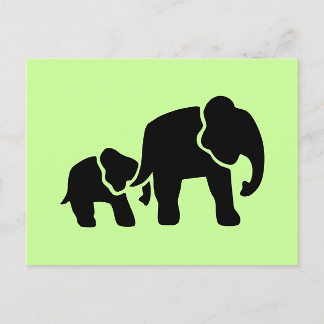 Elephant Vintage Holzgravur Postkarte (Vorderseite)