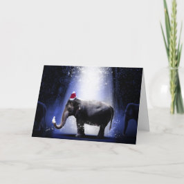 ELEPHANT W/Weihnachtsmannmütze Faltkarte Karte
