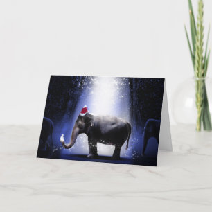 ELEPHANT W/Weihnachtsmannmütze Faltkarte Karte
