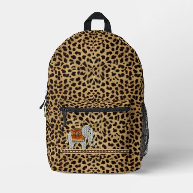 Elephant Walk Monogram Cheetah Print ID390 Bedruckter Rucksack (Vorderseite)