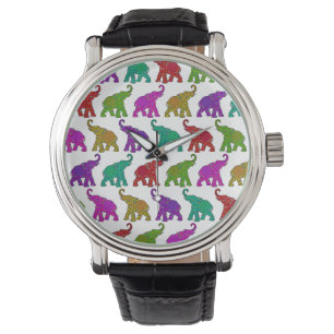 Elephant Walk Muster Fliesen Design Armbanduhr