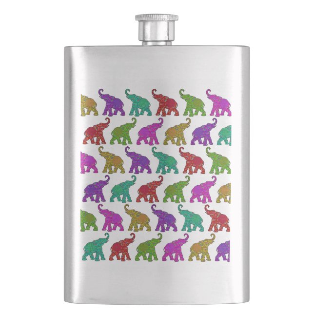 Elephant Walk Muster Fliesen Design Flachmann (Vorderseite)