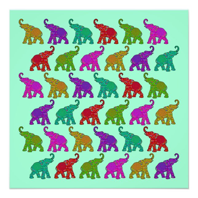 Elephant Walk Muster Fliesen Design Fotodruck (Vorne)