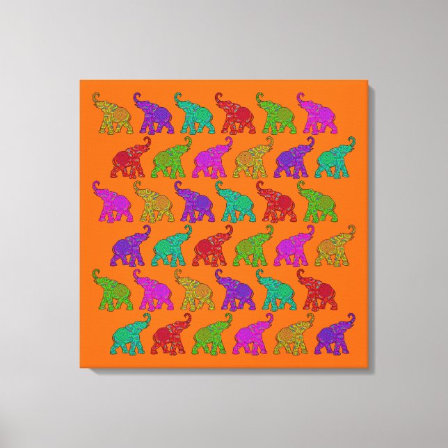 Elephant Walk Muster Fliesen Design Leinwanddruck (Vorderseite)